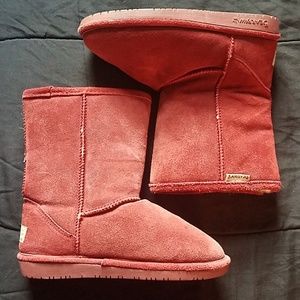 BearPaw - Red Suede Sheepskin Boots